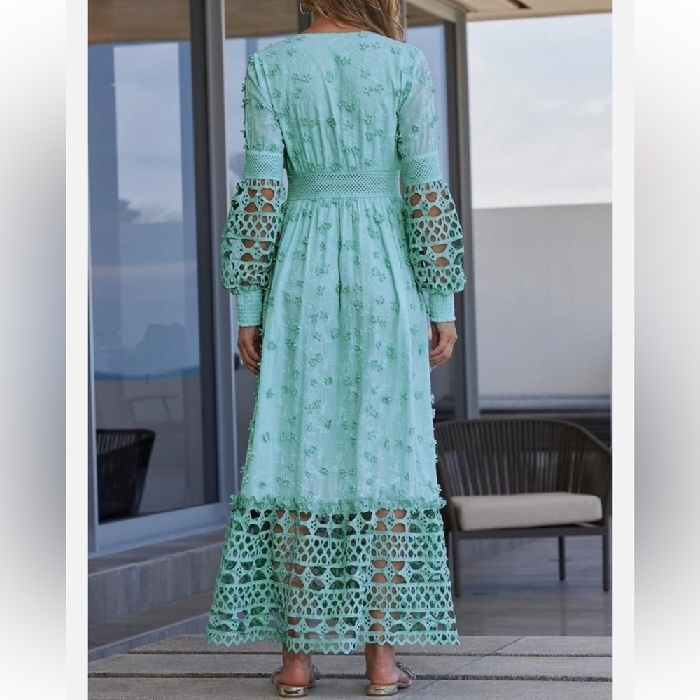 BOSTON PROPER MIXED MEDIA LACE DRESS NET Sz S - Picture 3 of 11